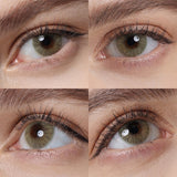 hidrocor mel yellow colored contacts wearing effect drawing from different angle