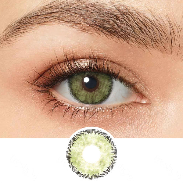 premium green colored contacts wearing effect drawing and plan lens