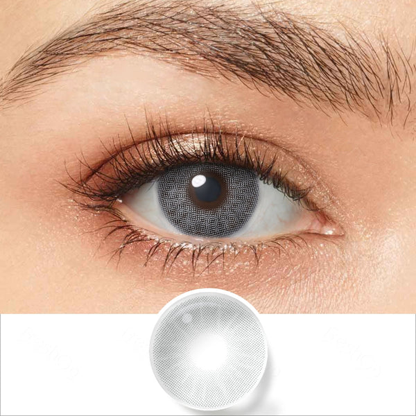 beleza gray colored contacts wearing effect drawing and plan lens