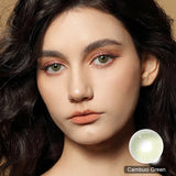 modelwearingcambuci green colored contacts